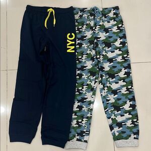 Blue and Yellow Sweatpants with Elastic Cuffs